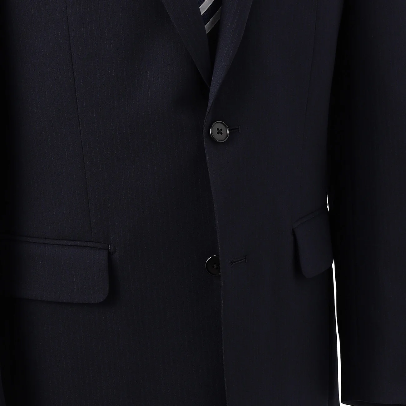 Washable Slim Fit Shadow Stripe Suit - Navy - Image 10
