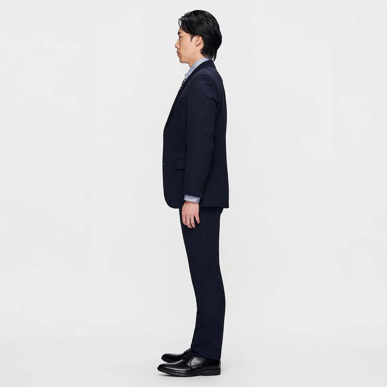 Washable Slim Fit Shadow Stripe Suit - Navy - Image 3