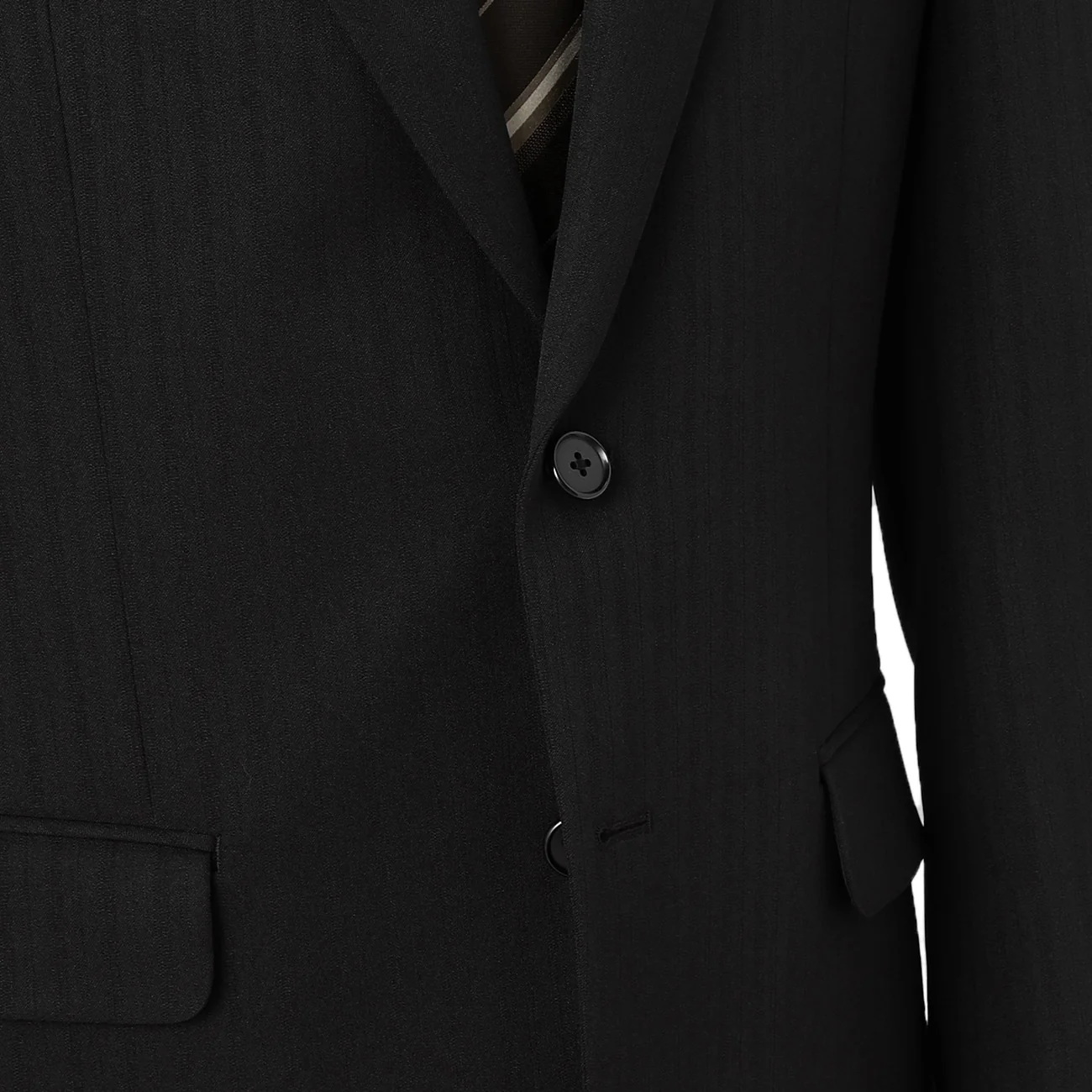 2-Pants Washable Shadow Stripe Suit - Black - Image 4