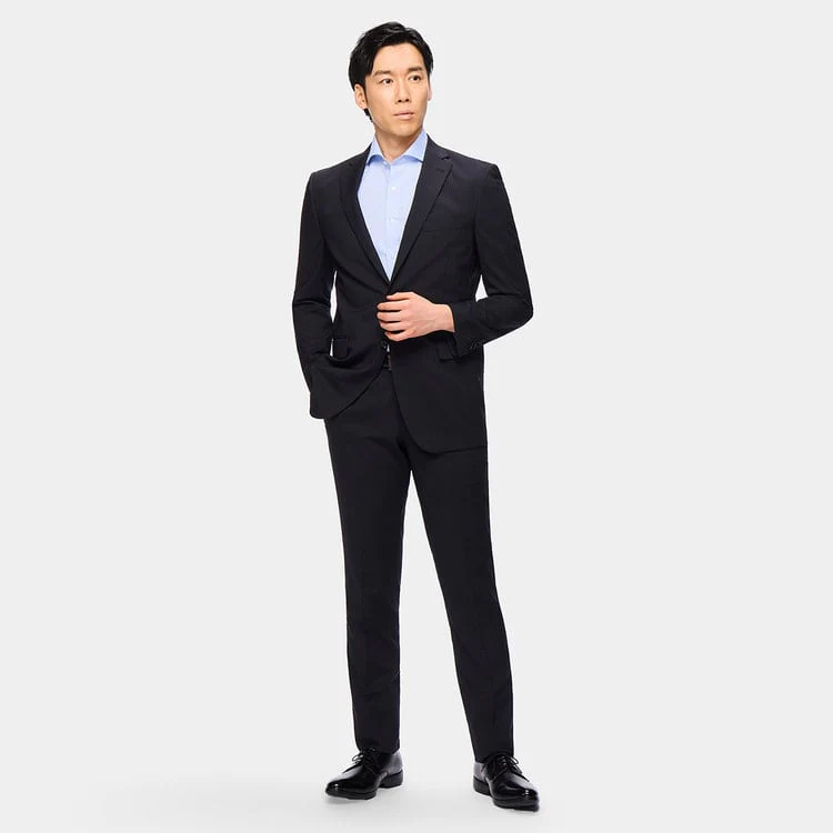 SUPER Aircool Washable Shadow Stripe Slim Fit 2-Pant Suit - Black - Image 3