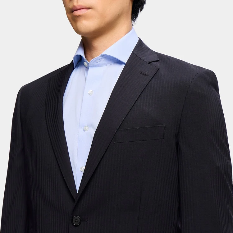 SUPER Aircool Washable Shadow Stripe Slim Fit 2-Pant Suit - Black - Image 6