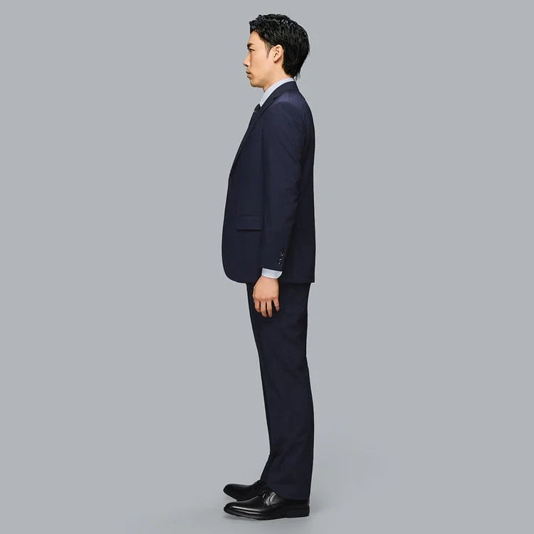 SUPER Aircool Washable Slim Fit Patterned Suit - Navy - Image 3