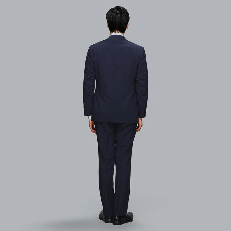 SUPER Aircool Washable Slim Fit Patterned Suit - Navy - Image 4