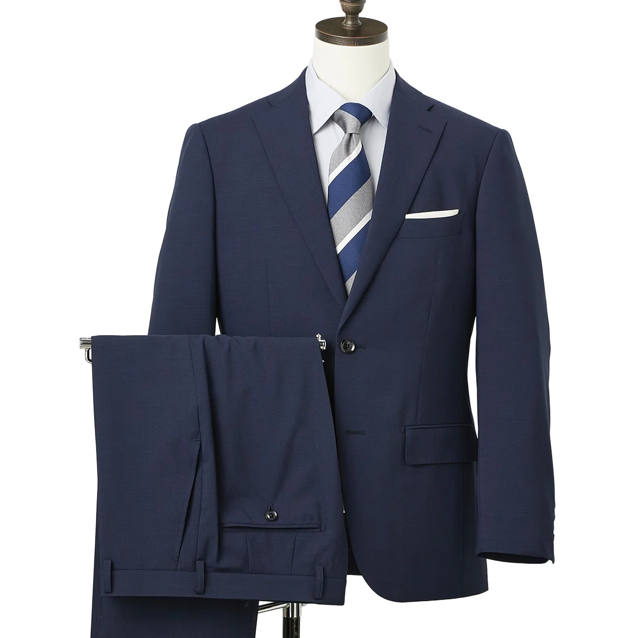 SUPER Aircool Washable Slim Fit Patterned Suit - Navy - Image 7