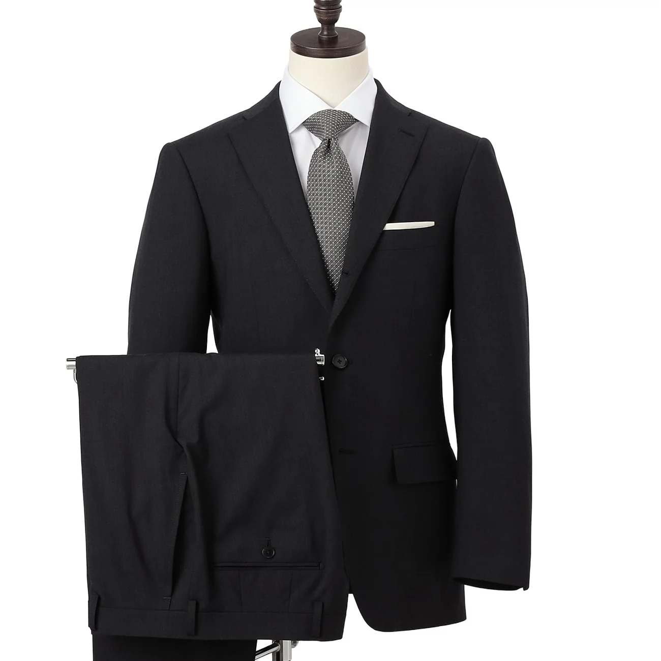 Golden Prestige Line Stripe Slim Fit Suit - Charcoal Gray