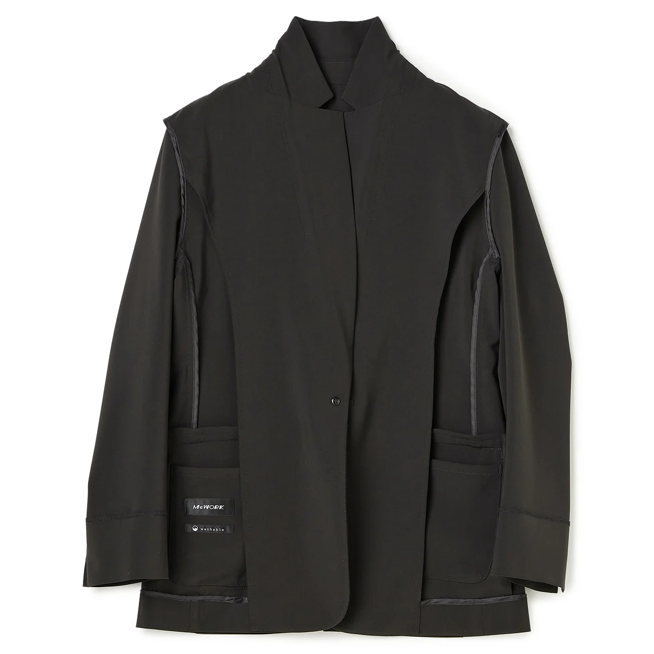 Washable Stretch Drape Tailored Jacket - Black - Image 15