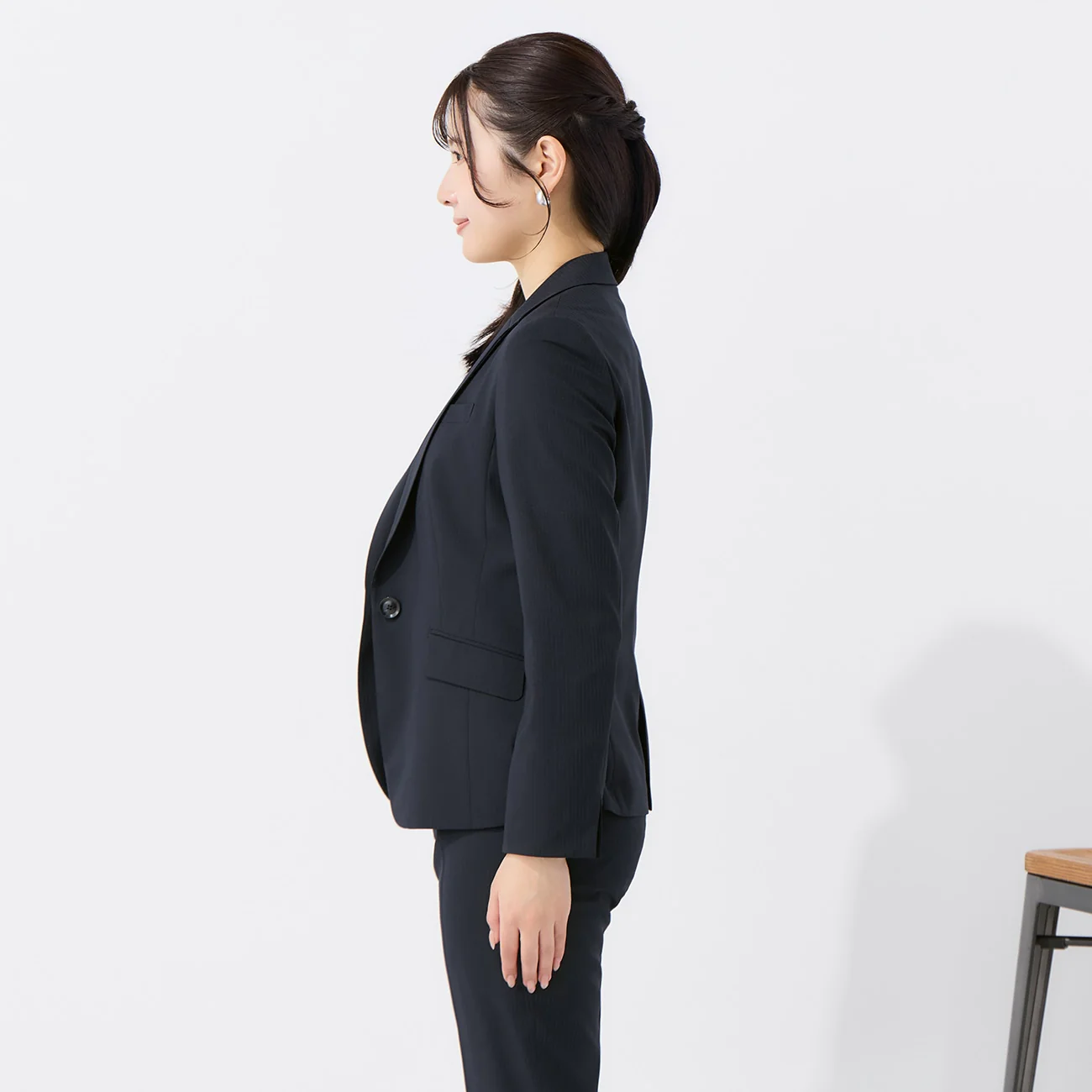 Aircool Washable Stretch Stripe Tailored Jacket - Navy - Image 3