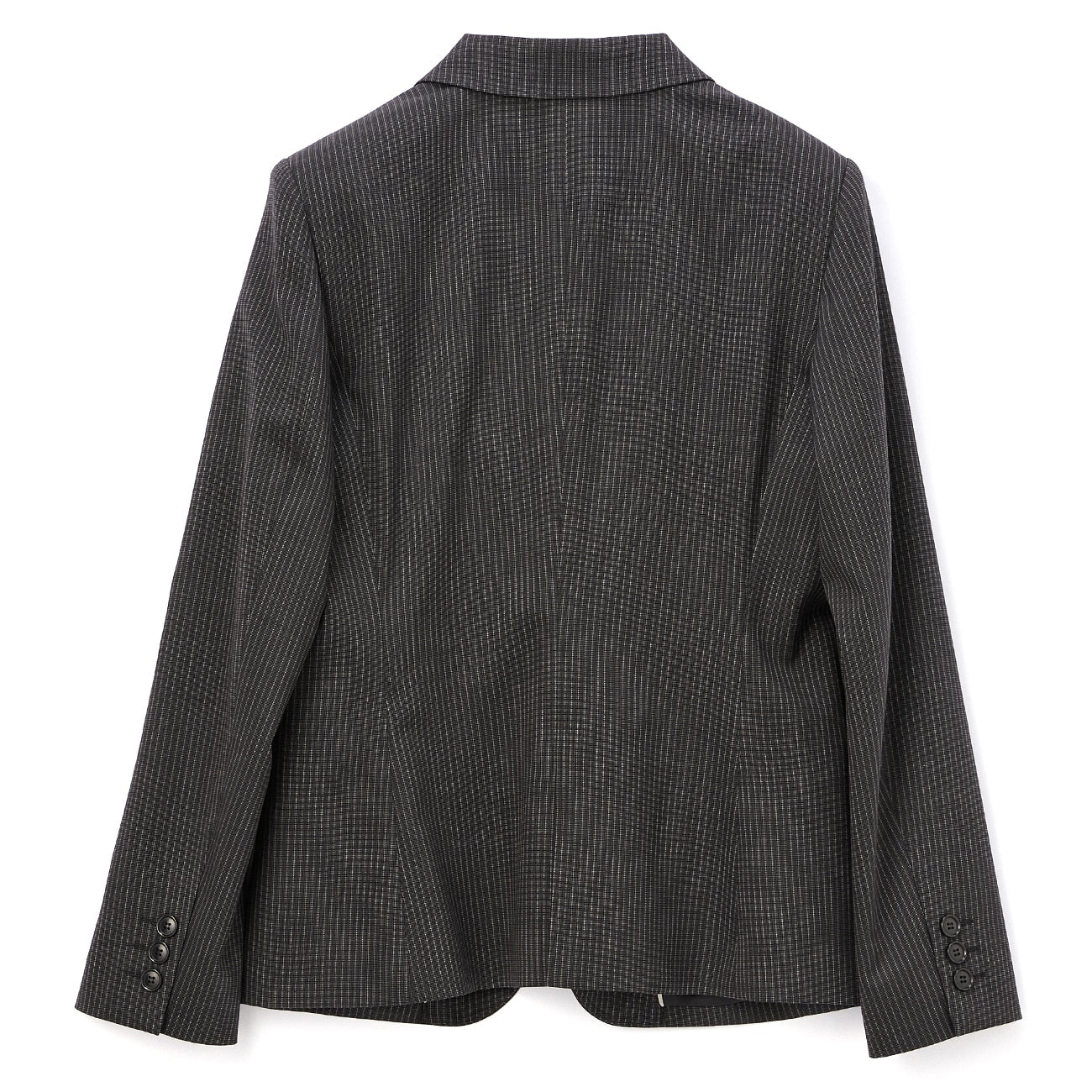 Stretch High-Quality Wool Blend Stripe Tailored Jacket - Black - Image 9