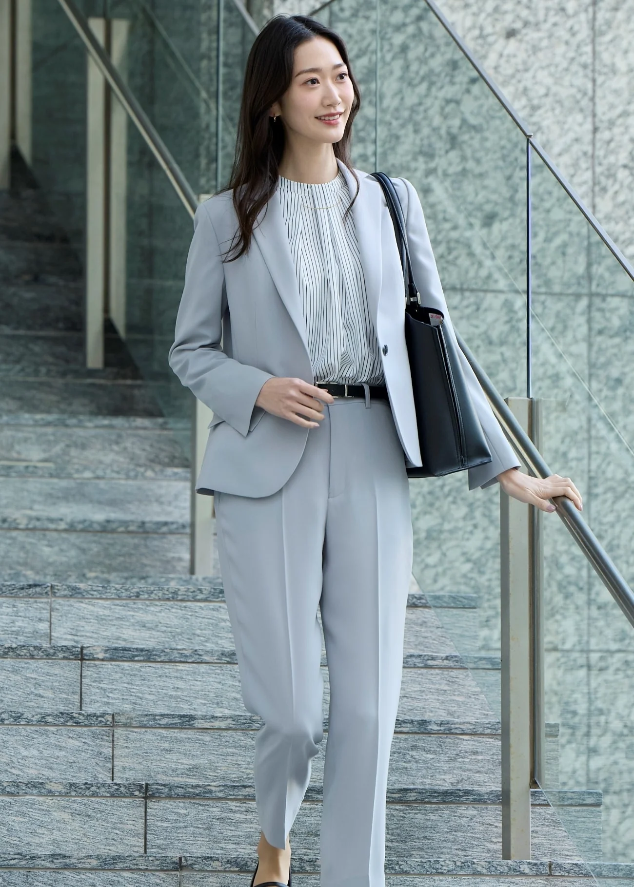 Powdery Stretch Tailored Jacket - Gray - Image 2