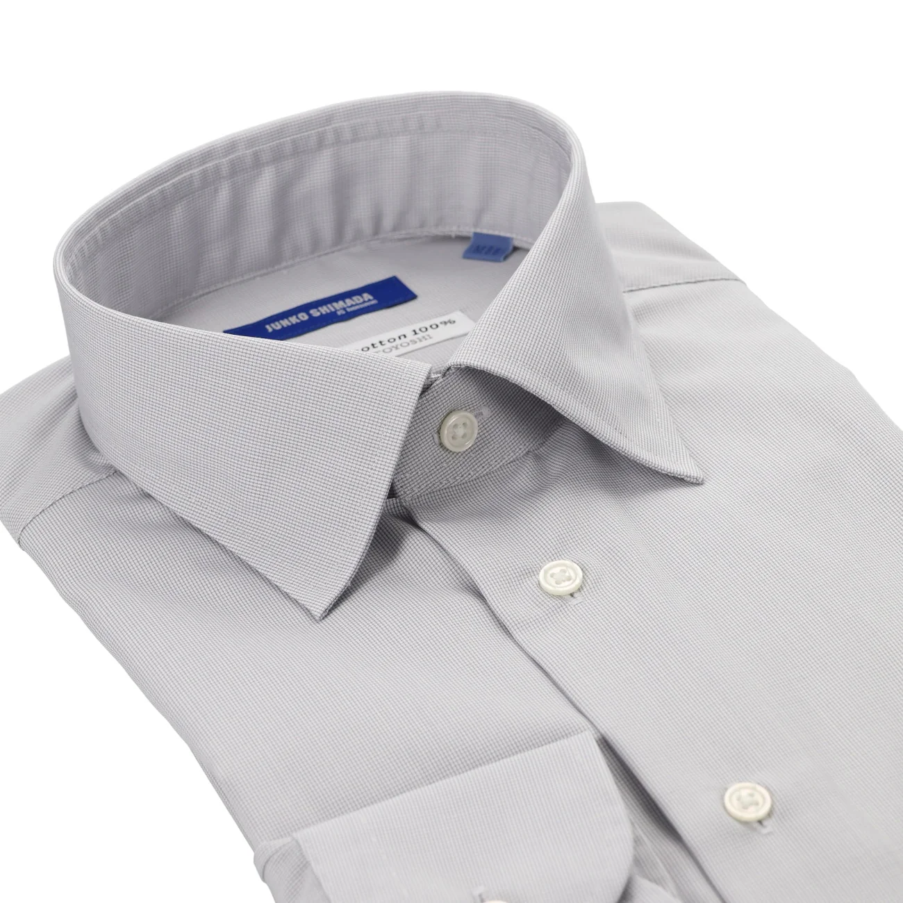 HITOYOSHI Non-Iron Cotton Spread Collar Shirt - Gray - Image 3
