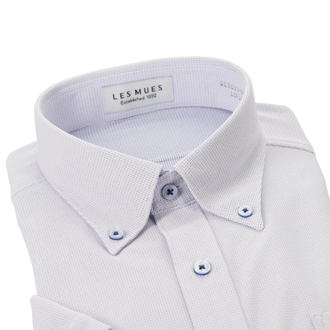 Japanese Fabric SUPER Aircool Sweat-Resistant Button-Down Short Sleeve Shirt - Blue - Image 3