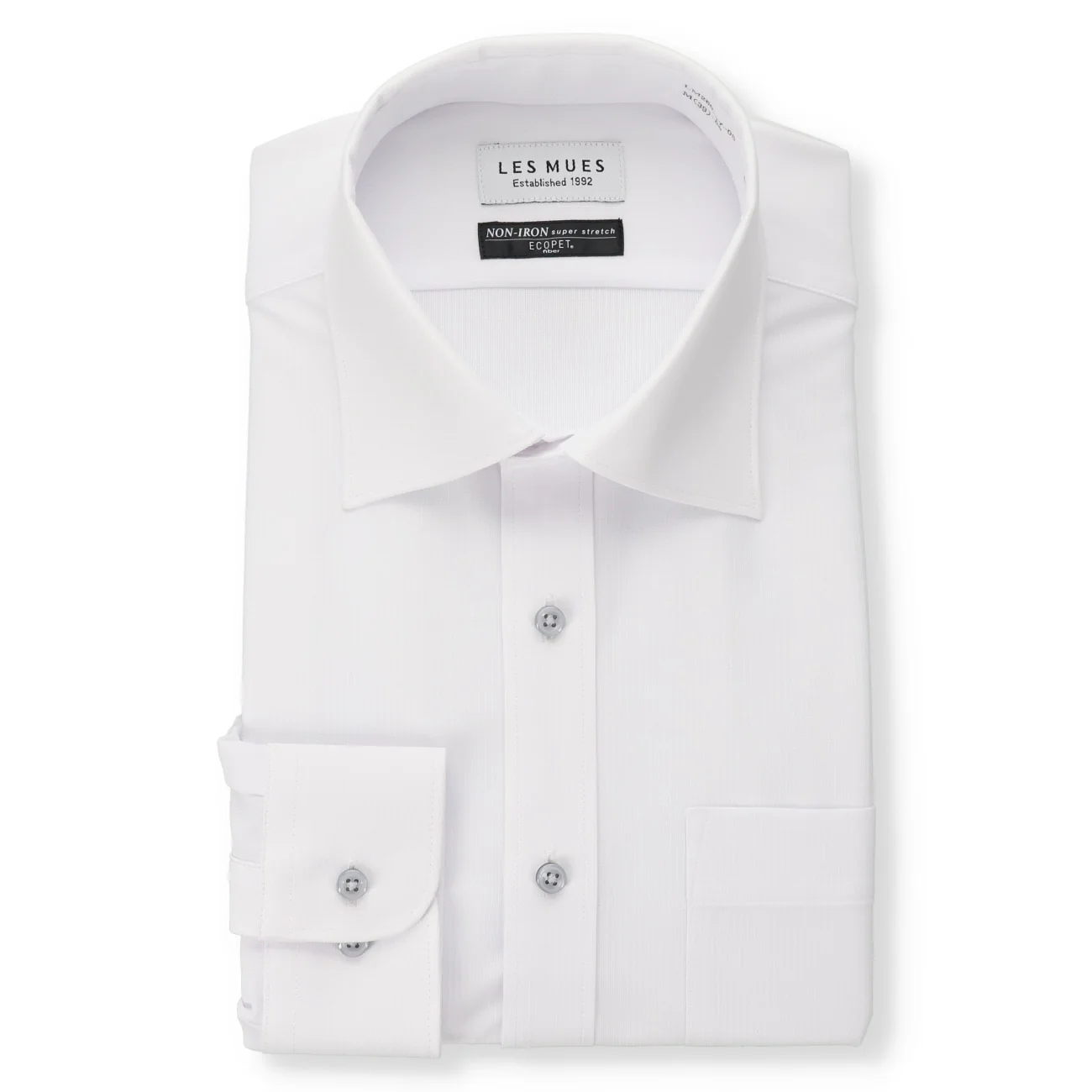 Eco-Friendly Non-Iron Super Stretch Spread Collar Shirt - White