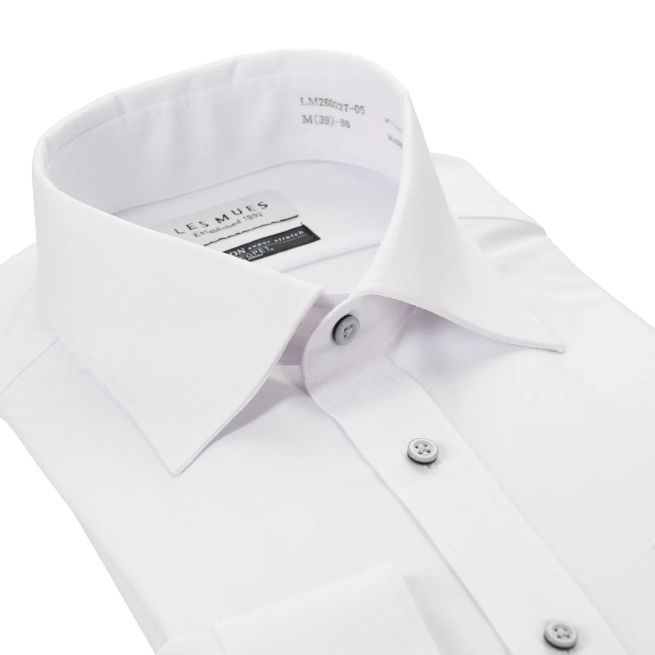 Eco-Friendly Non-Iron Super Stretch Spread Collar Shirt - White - Image 3