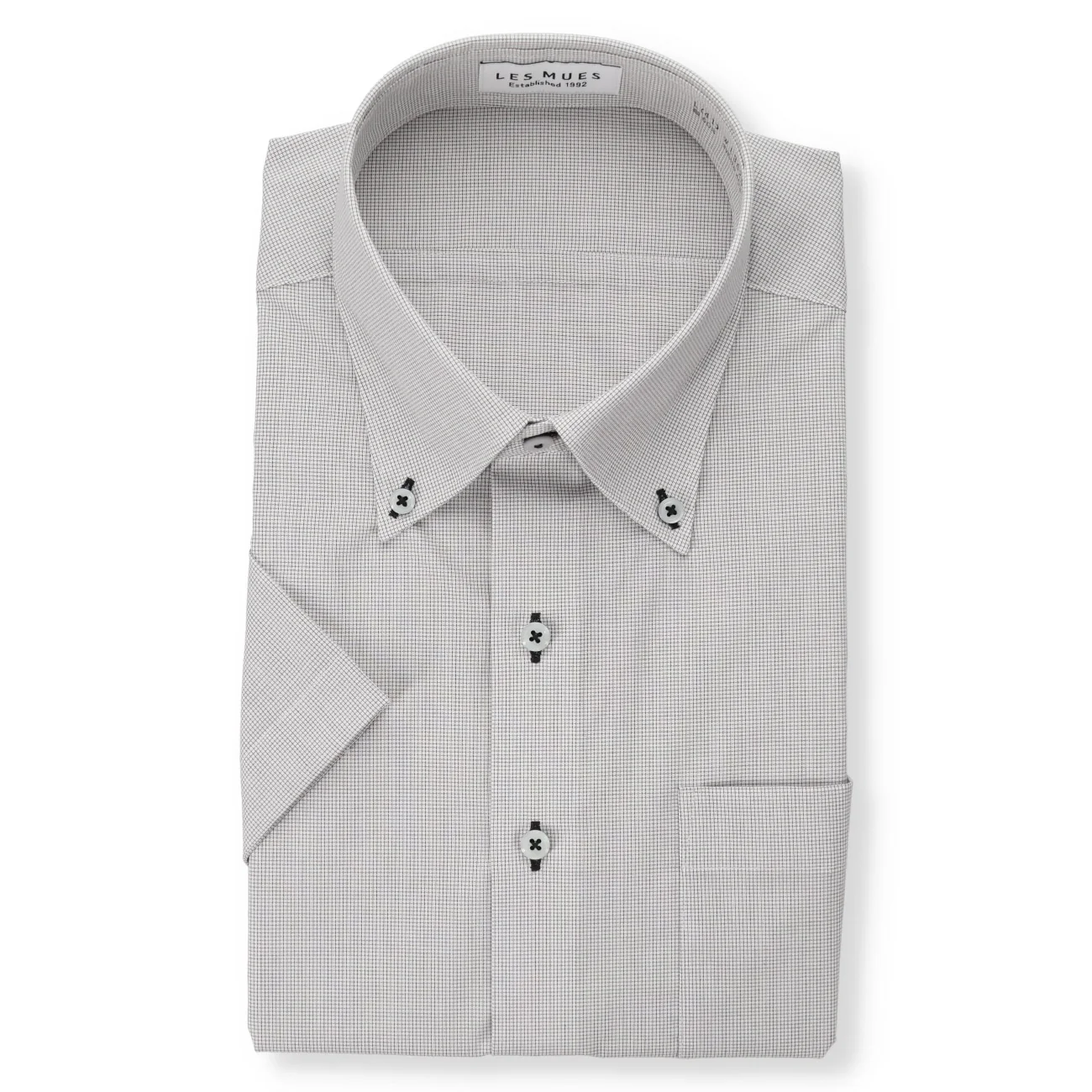 Non-Iron Check Short Sleeve Button-Down Shirt - Gray