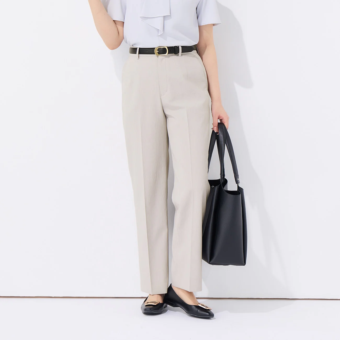 Airy Dry Wide Pants - Gray Beige