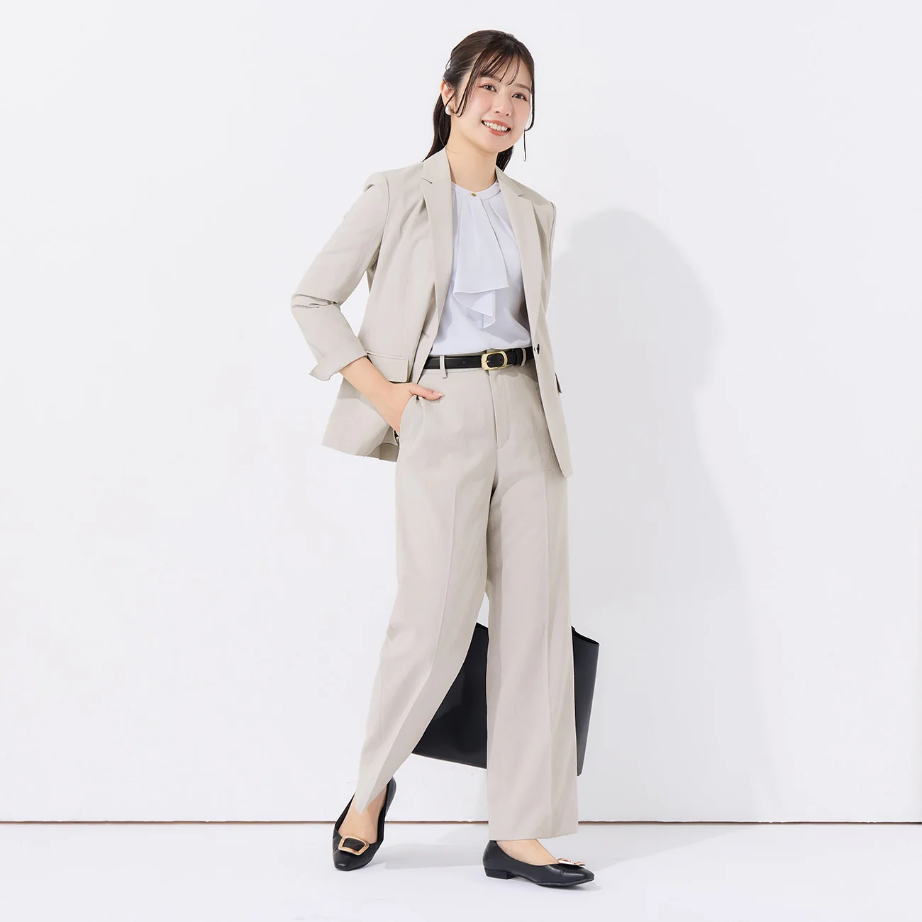 Airy Dry Wide Pants - Gray Beige - Image 3