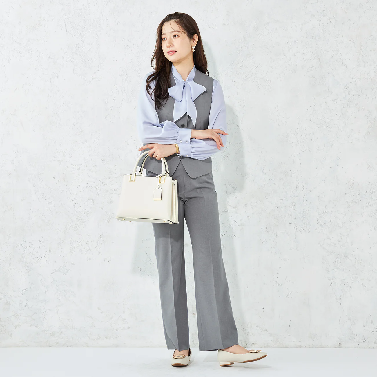 RIRANCHA Stretch Wide Pants - Gray - Image 3