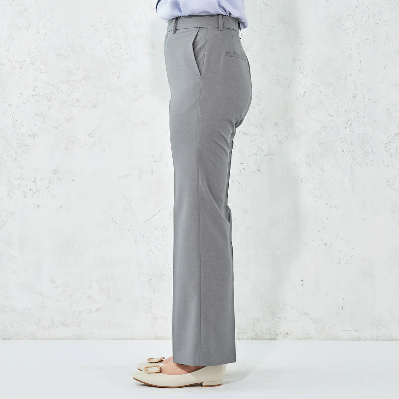 RIRANCHA Stretch Wide Pants - Gray - Image 6