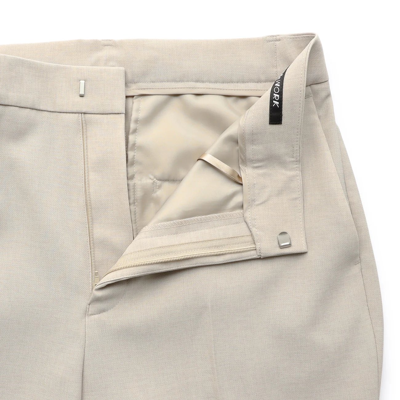 Washable Stretch Linen-Like Straight Pants - Beige - Image 10