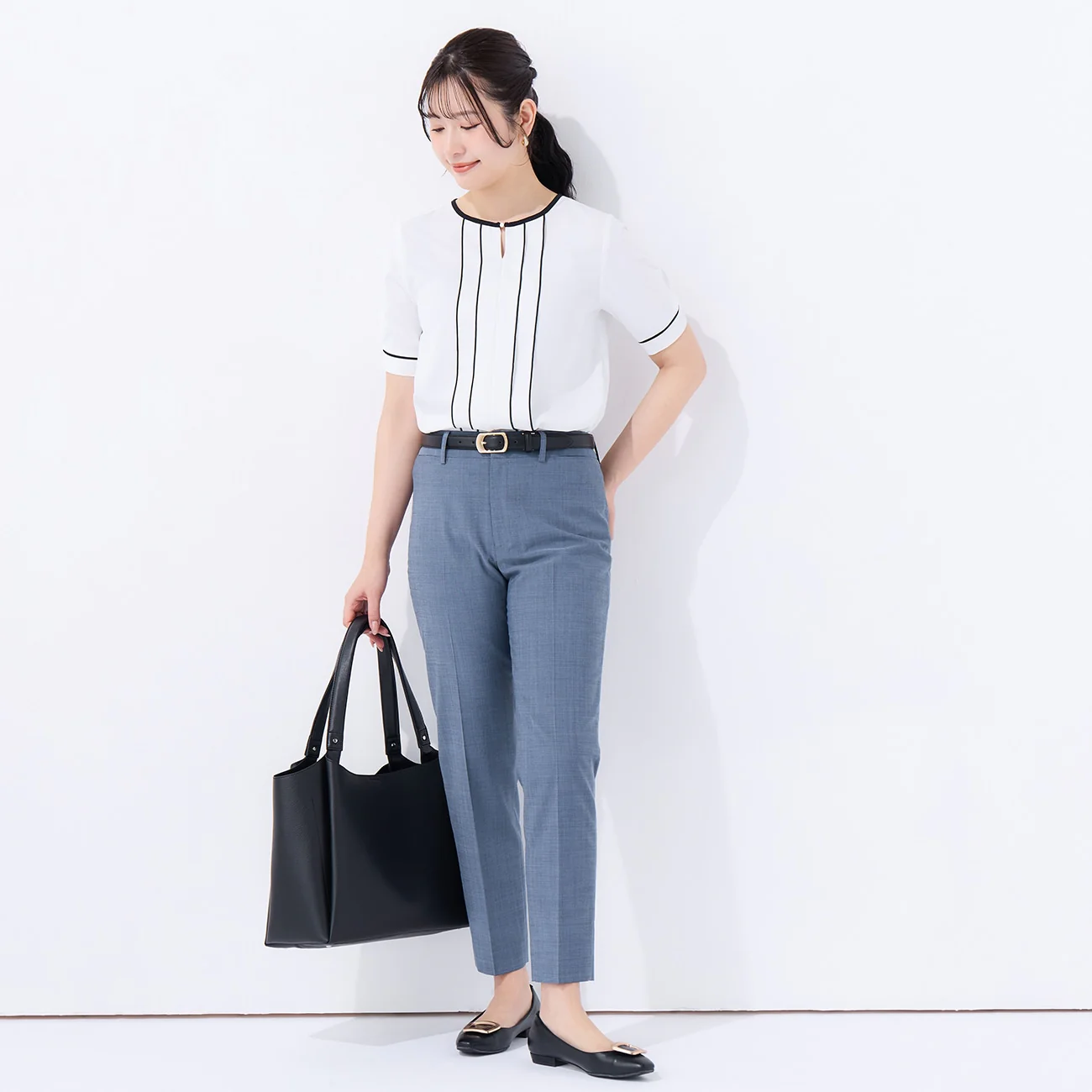 Aircool Washable Stretch Cropped Pants - Blue Gray - Image 2