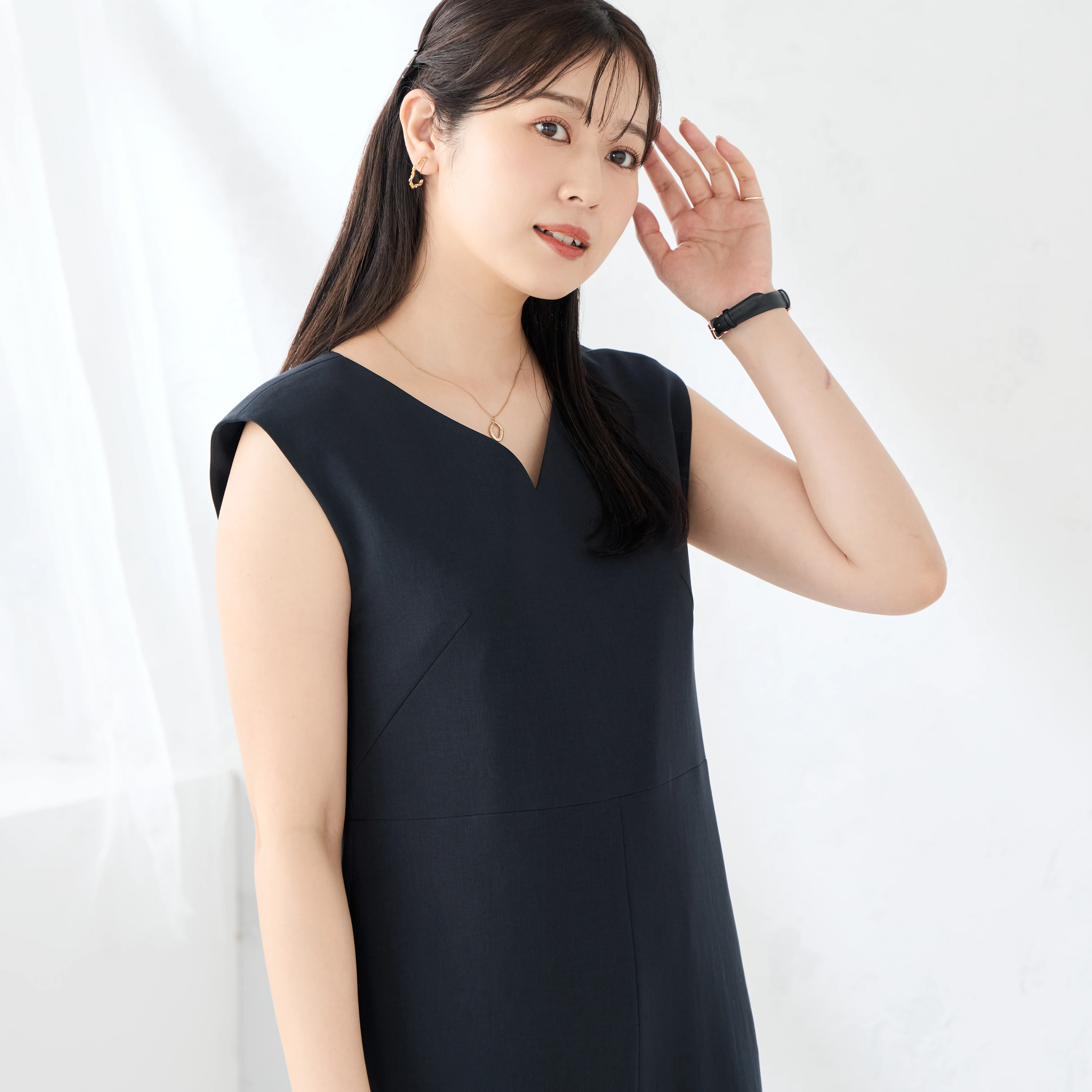 RIRANCHA Stretch Sleeveless Jumpsuit - Navy - Image 10