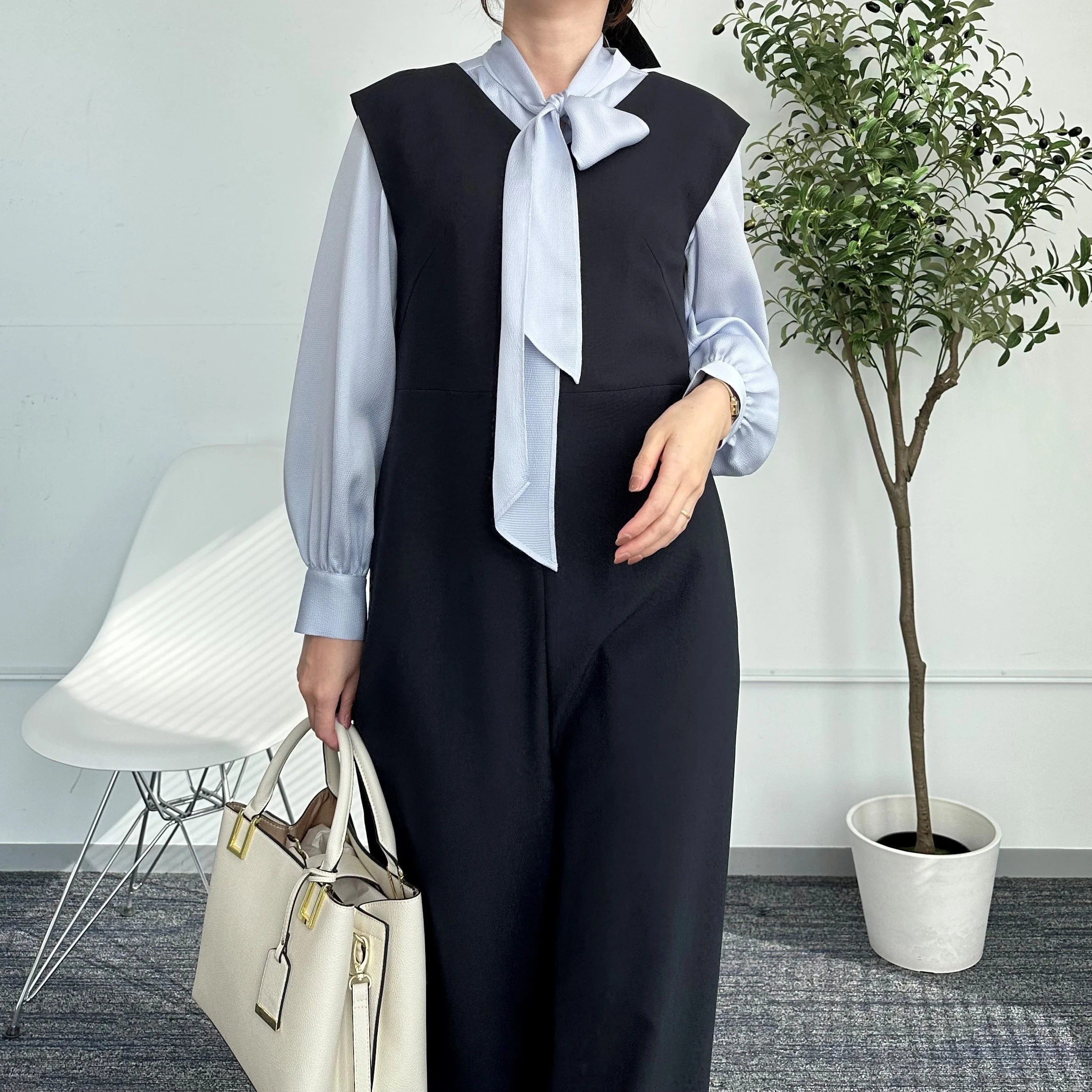 RIRANCHA Stretch Sleeveless Jumpsuit - Navy - Image 6