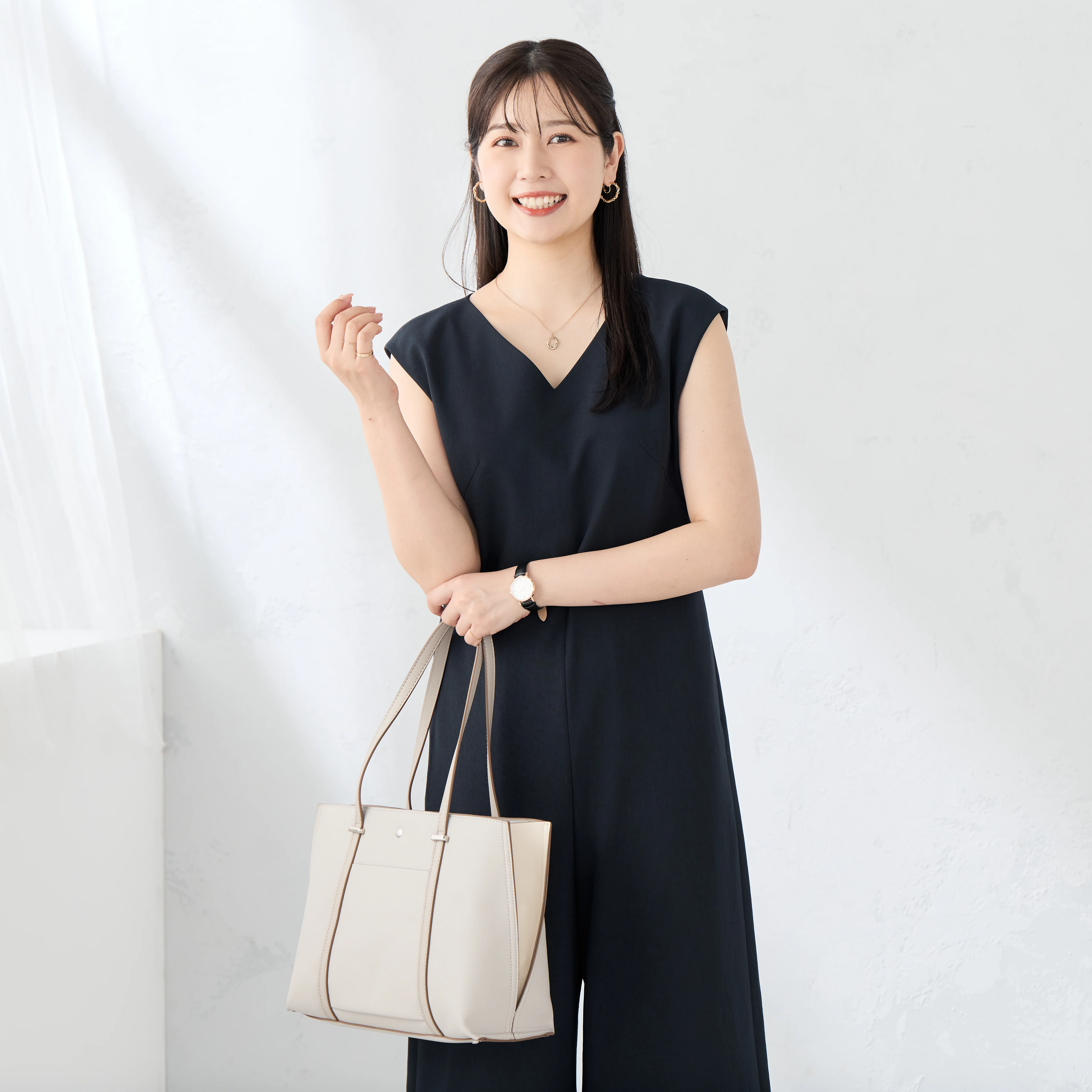RIRANCHA Stretch Sleeveless Jumpsuit - Navy - Image 8
