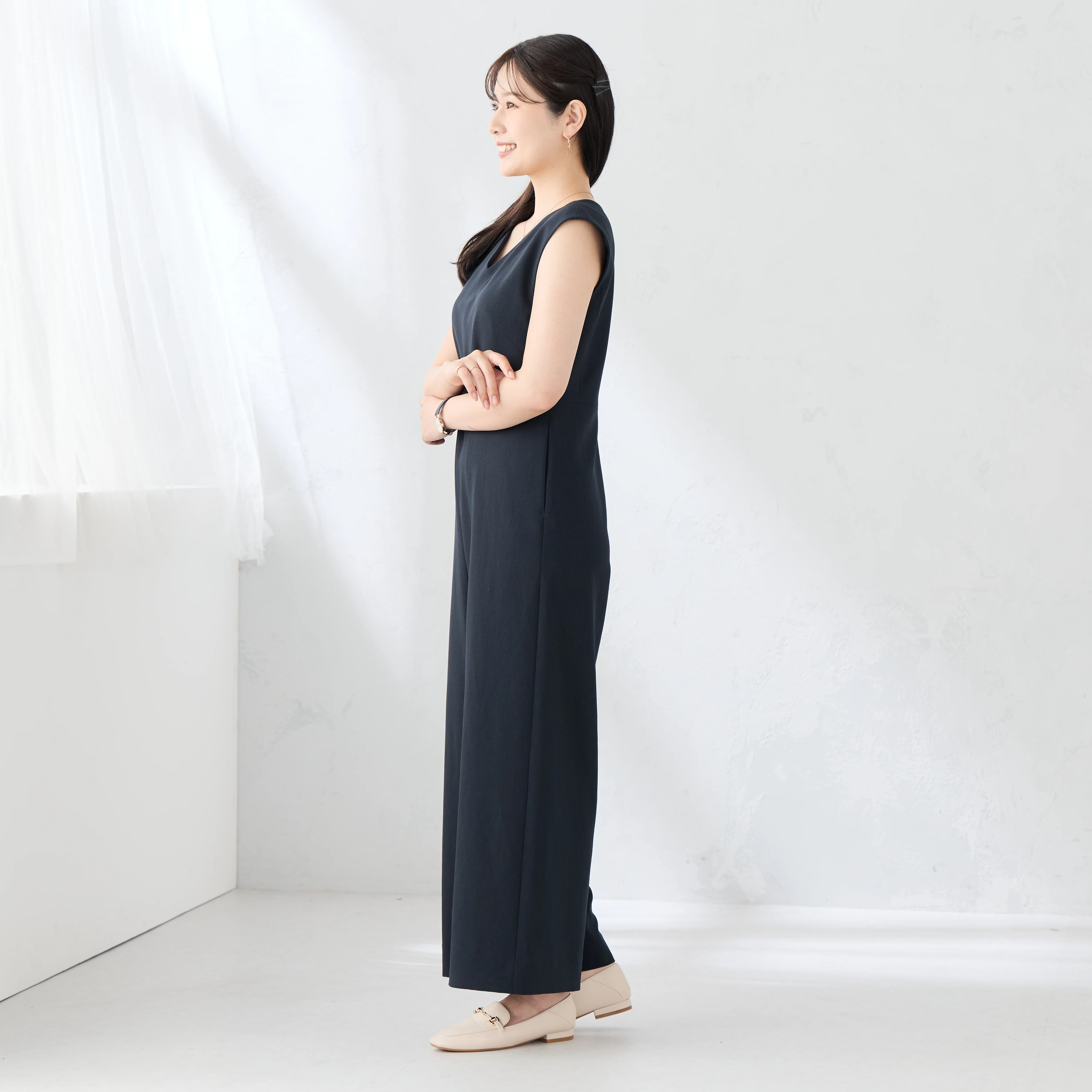 RIRANCHA Stretch Sleeveless Jumpsuit - Navy - Image 9