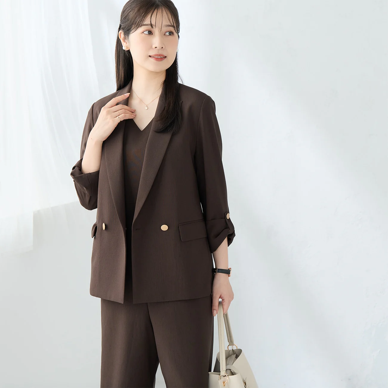 RIRANCHA Stretch Sleeveless Jumpsuit - Brown - Image 3