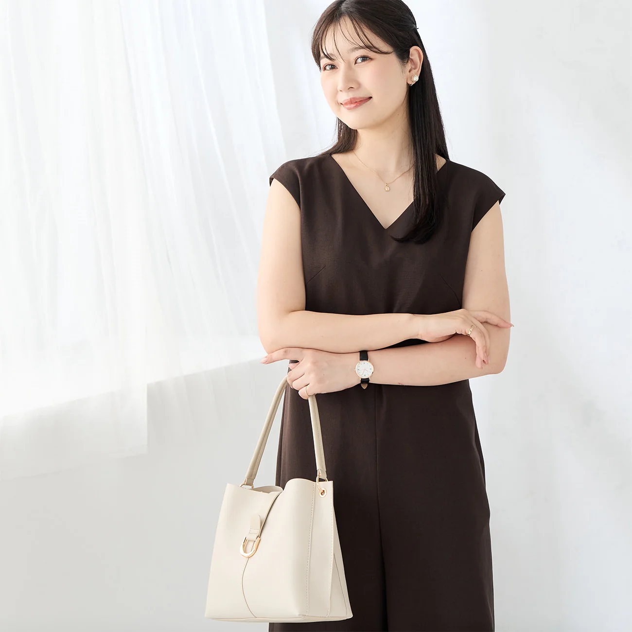 RIRANCHA Stretch Sleeveless Jumpsuit - Brown - Image 8