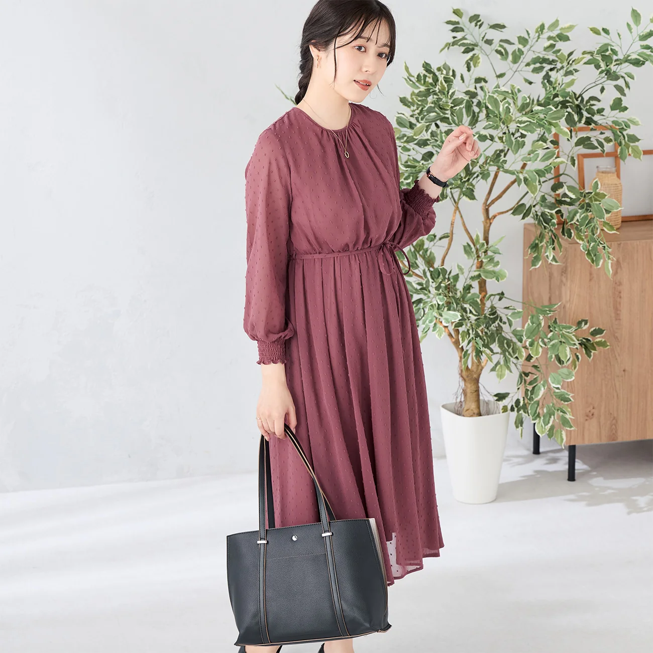 Sheer Polka Dot Dress - Pink - Image 2