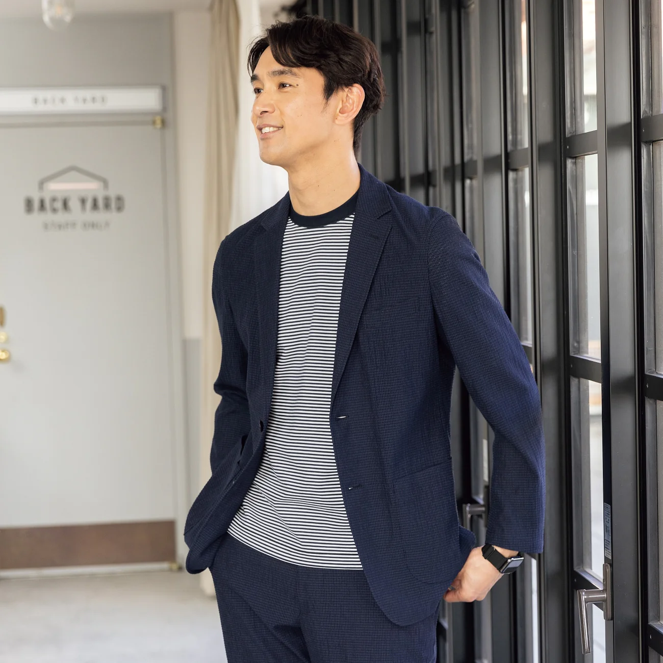 Pajama Suits Aircool Tricot Seersucker Jacket - Navy - Image 3