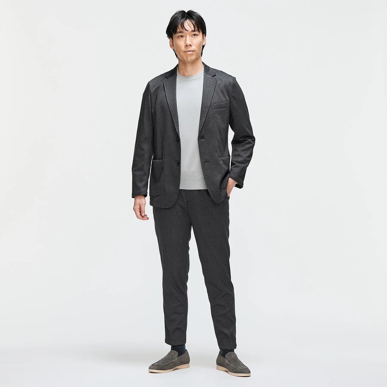 Pajama Suits Printed Jersey Jacket - Charcoal Gray - Image 2