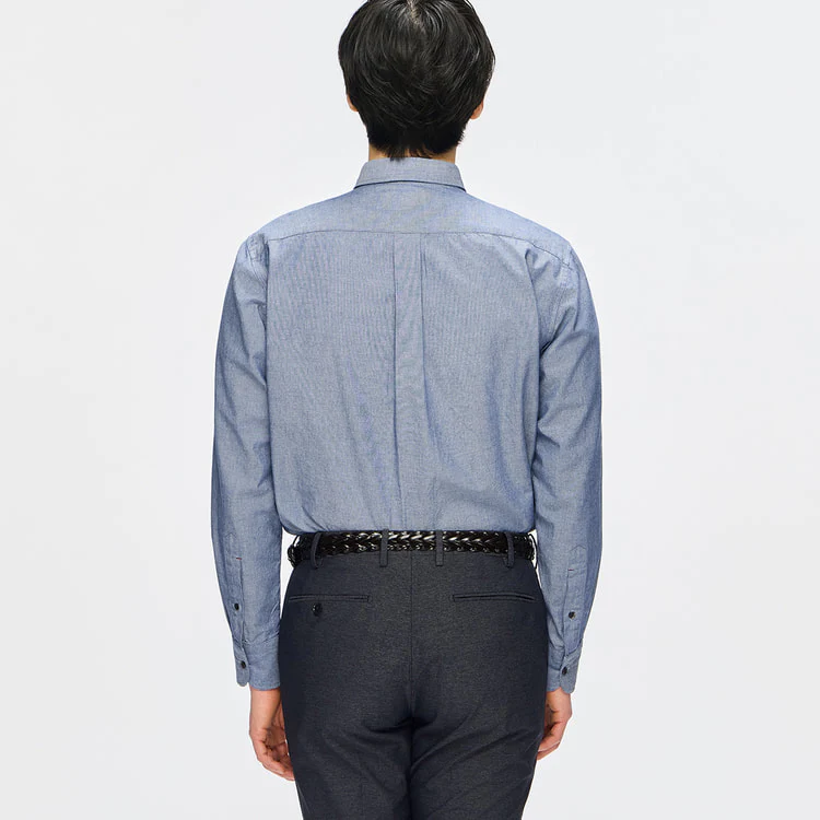Business Casual Denim-Like Button-Down Shirt - Image 11
