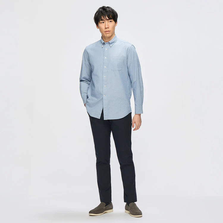 Business Casual Denim-Like Button-Down Shirt - Image 17