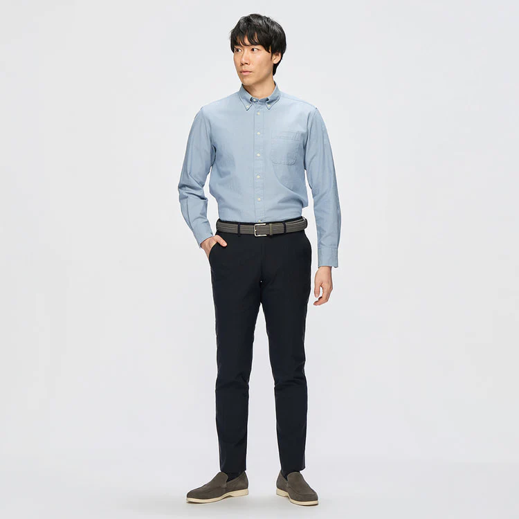 Business Casual Denim-Like Button-Down Shirt - Image 19