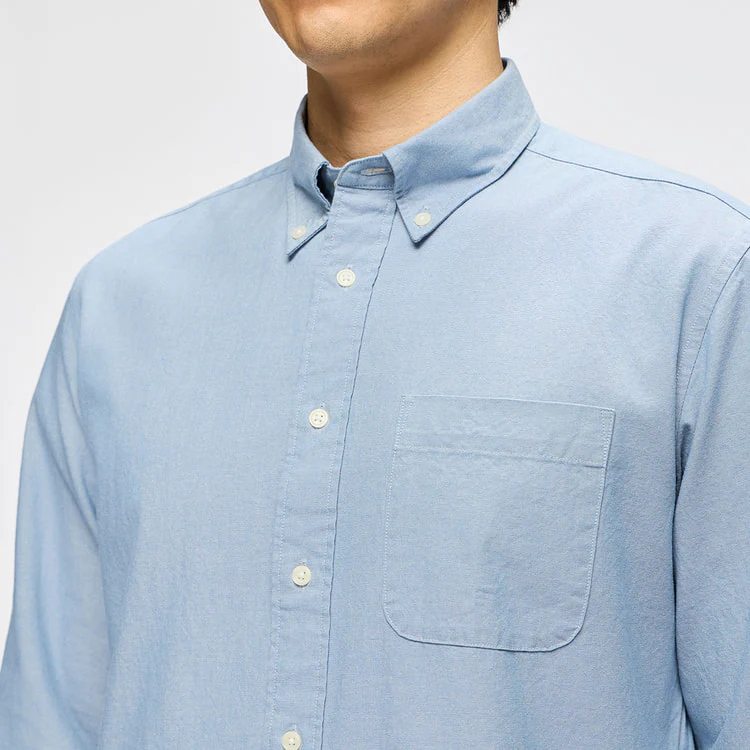 Business Casual Denim-Like Button-Down Shirt - Image 25