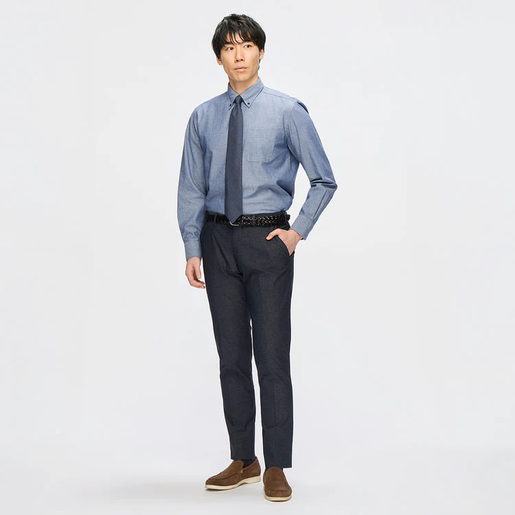 Business Casual Denim-Like Button-Down Shirt - Image 9