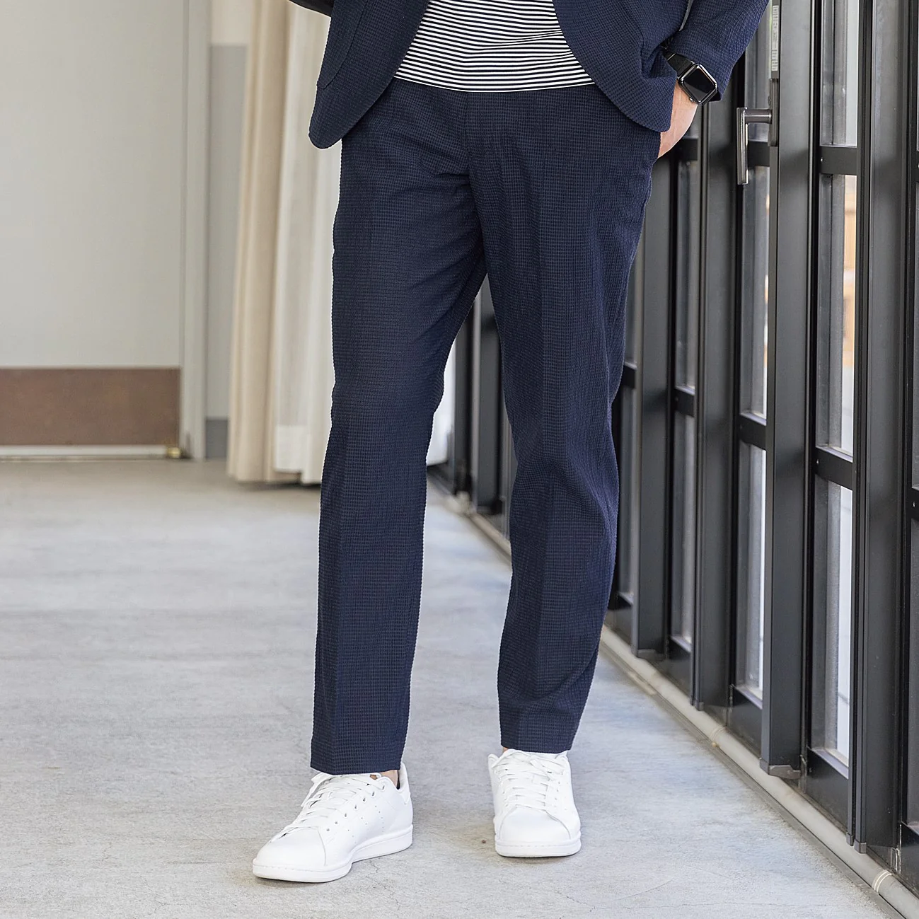 Pajama Suits Aircool Tricot Seersucker Pants - Navy