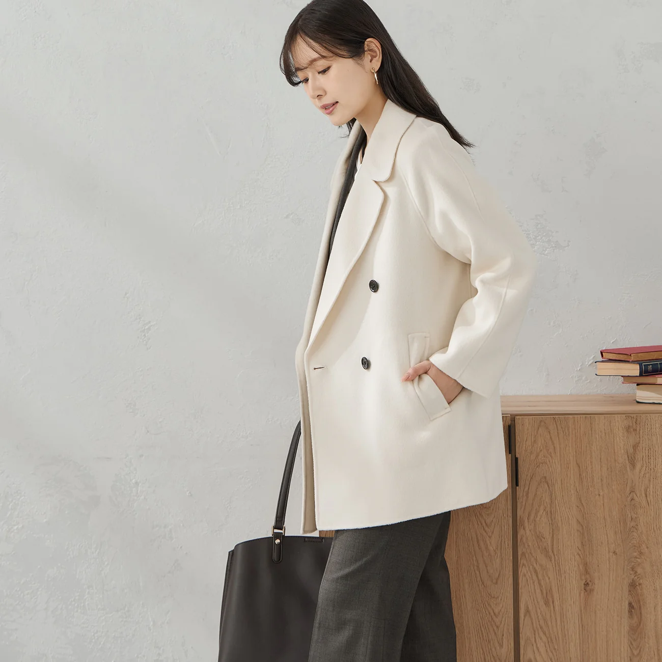 Double-Face Wool Blend Coat - Image 18
