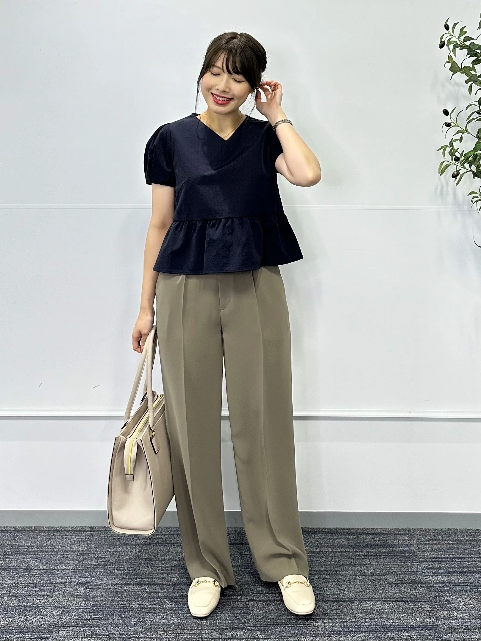 Peplum Blouse - Navy - Image 5