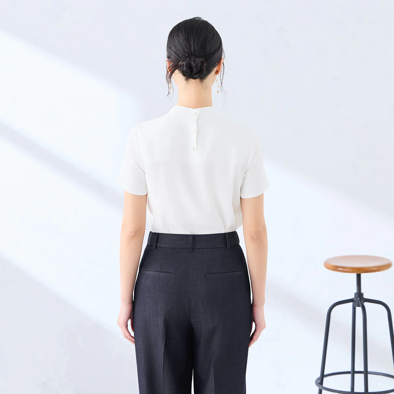 Short Sleeve Bow Tie Blouse - Image 13