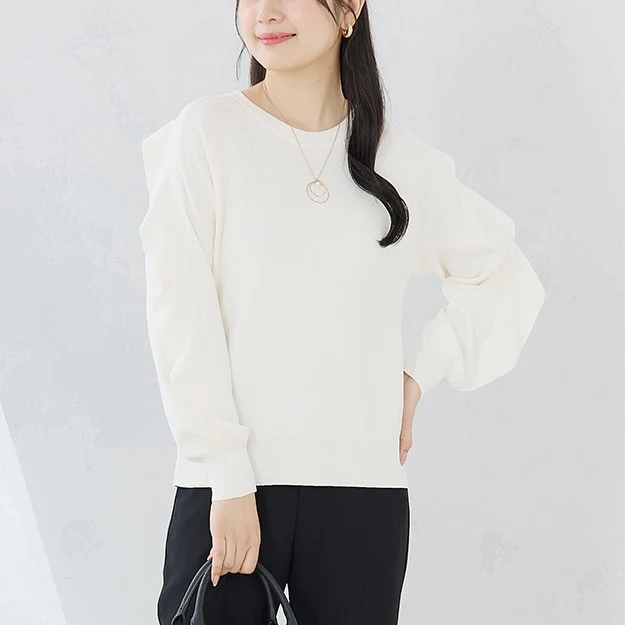 Ruffle-Sleeve Oversized Knit Pullover