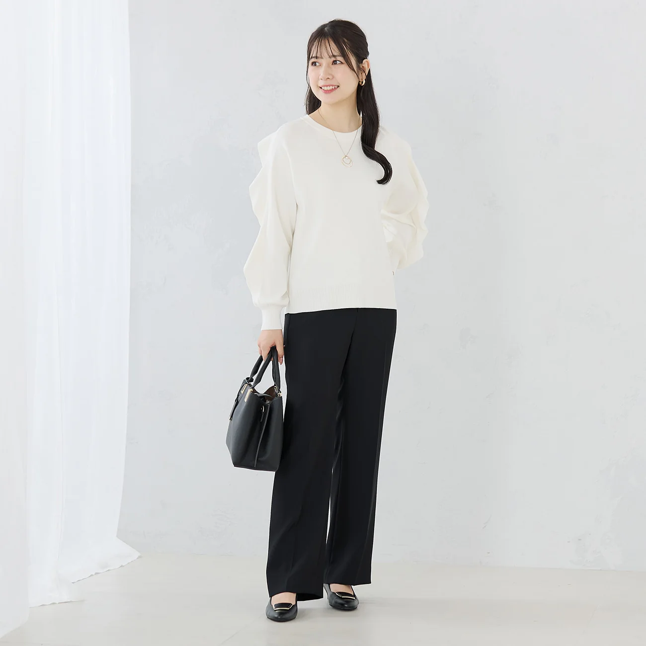 Ruffle-Sleeve Oversized Knit Pullover - Image 5