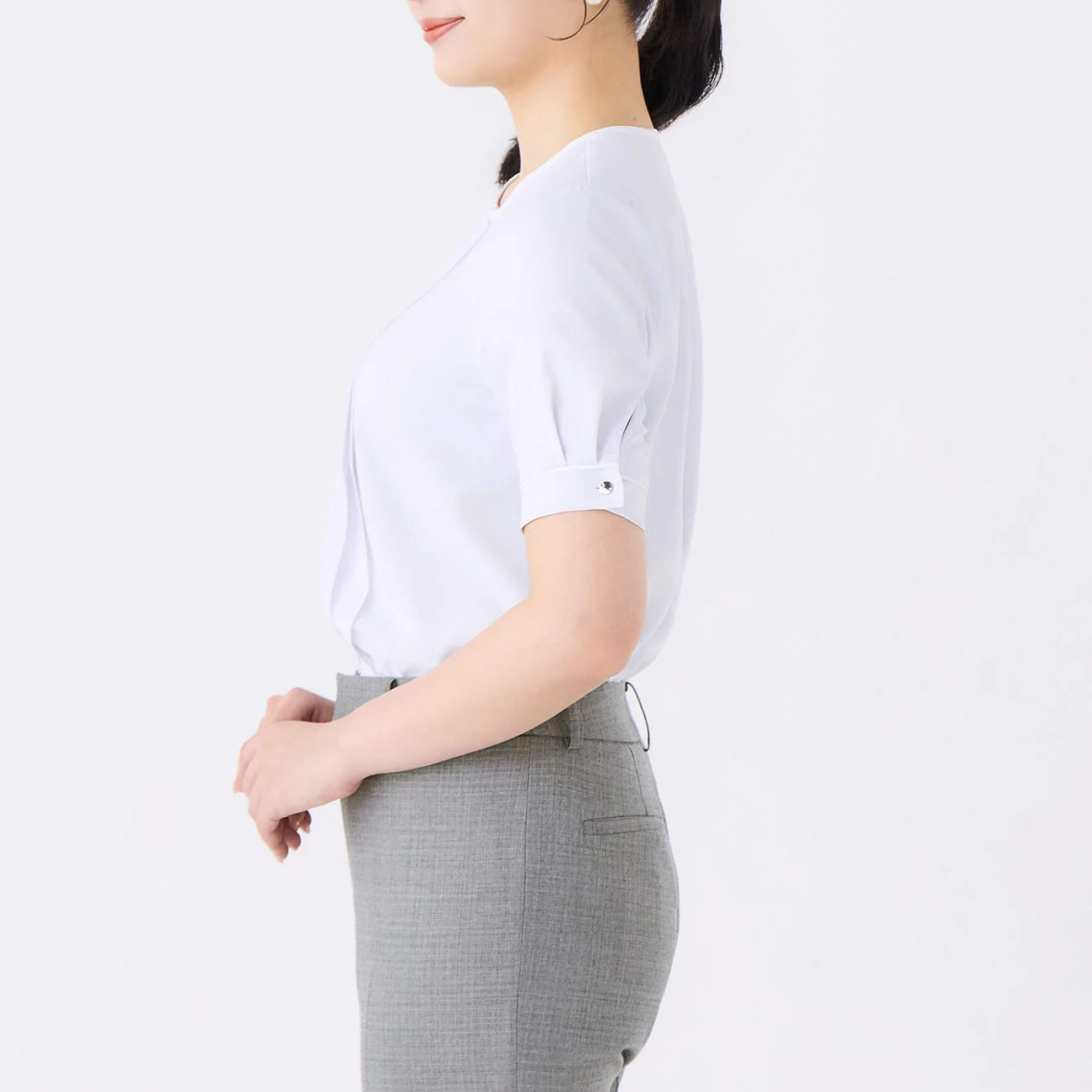 Cool Touch Stretch Contrast Short Sleeve Blouse - Image 4