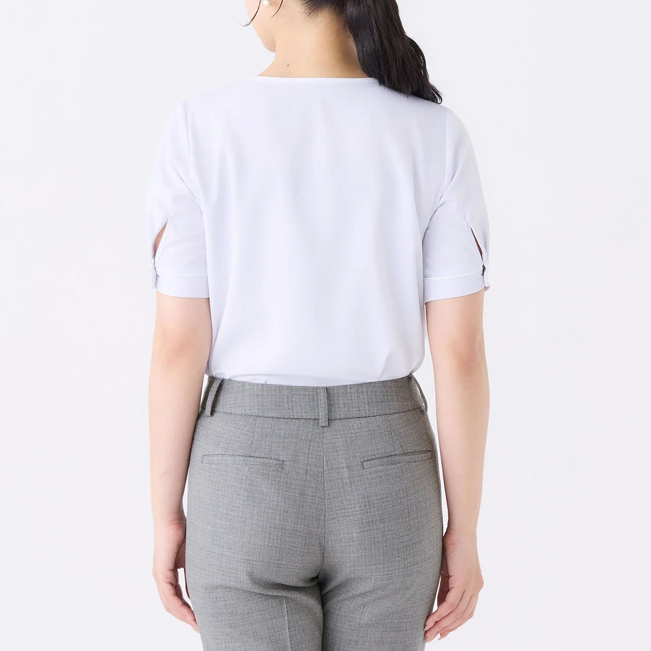 Cool Touch Stretch Contrast Short Sleeve Blouse - Image 5