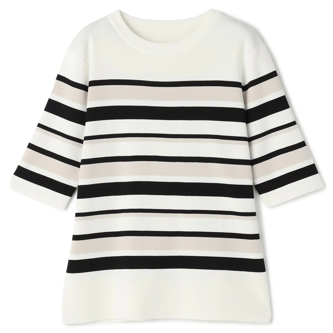 Washable Cool Touch Striped Short Sleeve Knit Top - Image 15