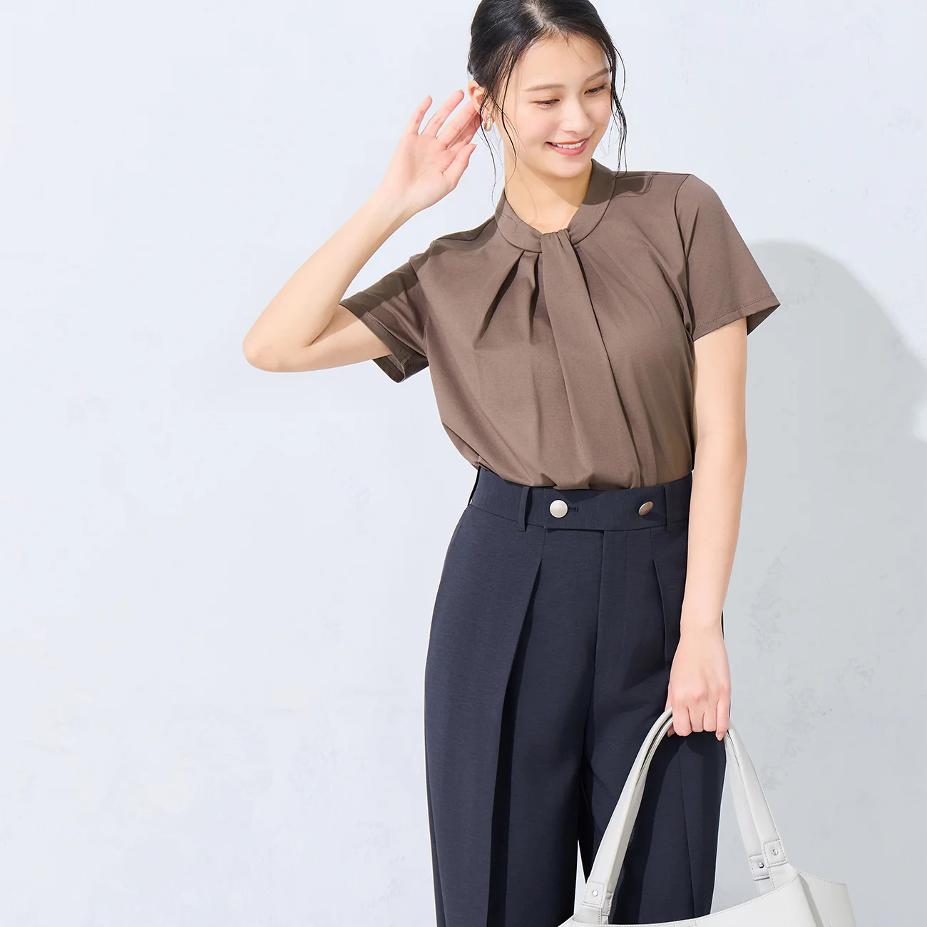 Short Sleeve Bow Tie Blouse - Image 11