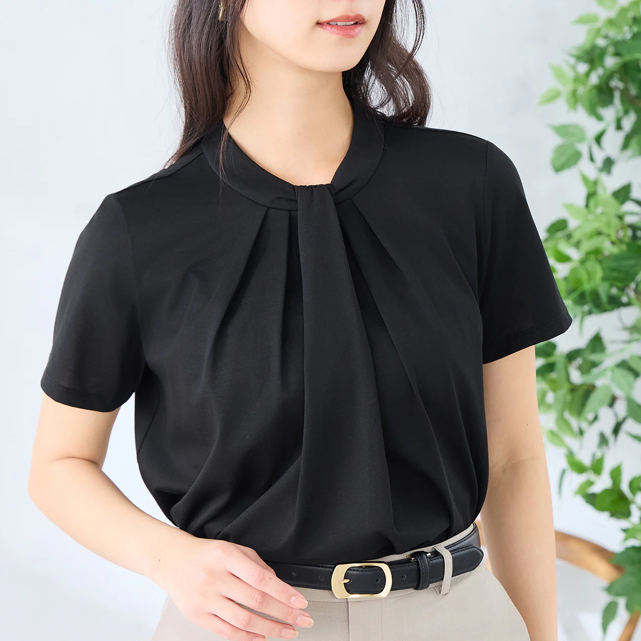 Short Sleeve Bow Tie Blouse - Image 5