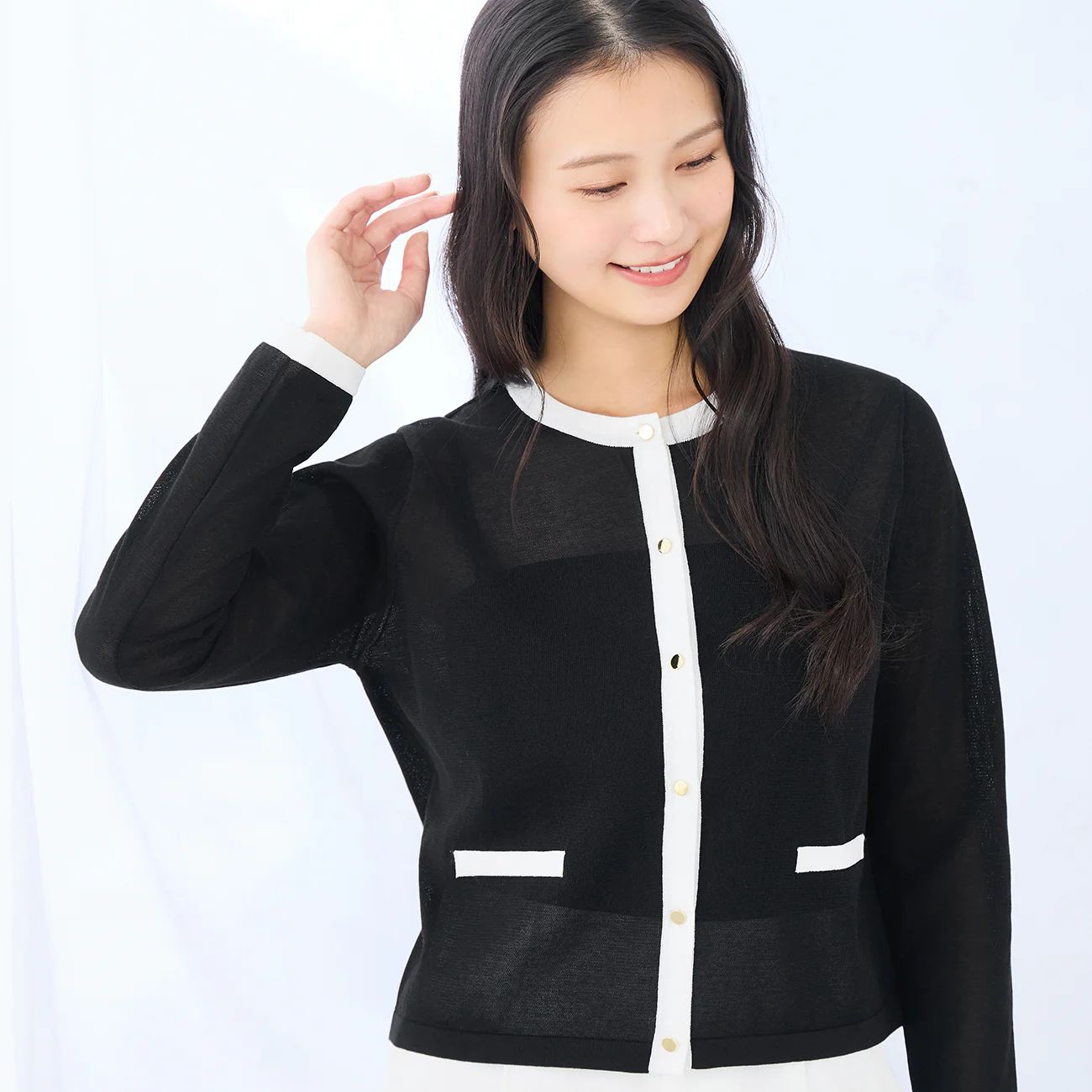Contrast Sheer Knit Jacket - Image 13